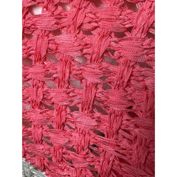 NEW Fever Crochet Knit Pull Over Longline Tunic Top Sweater Womens L Pink Beige - Picture 6 of 12